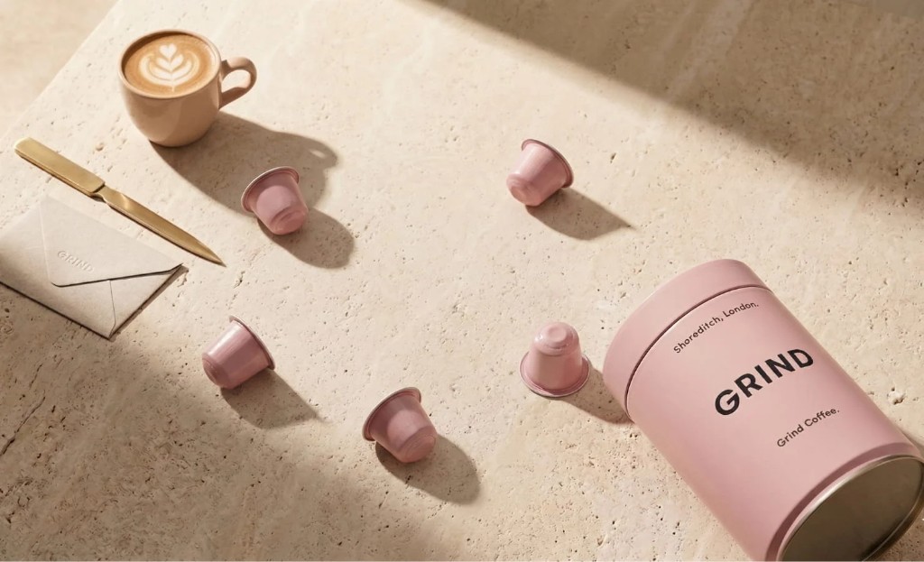 Grind coffee pod-to-cup pour highlighting London café heritage from the Outers case study